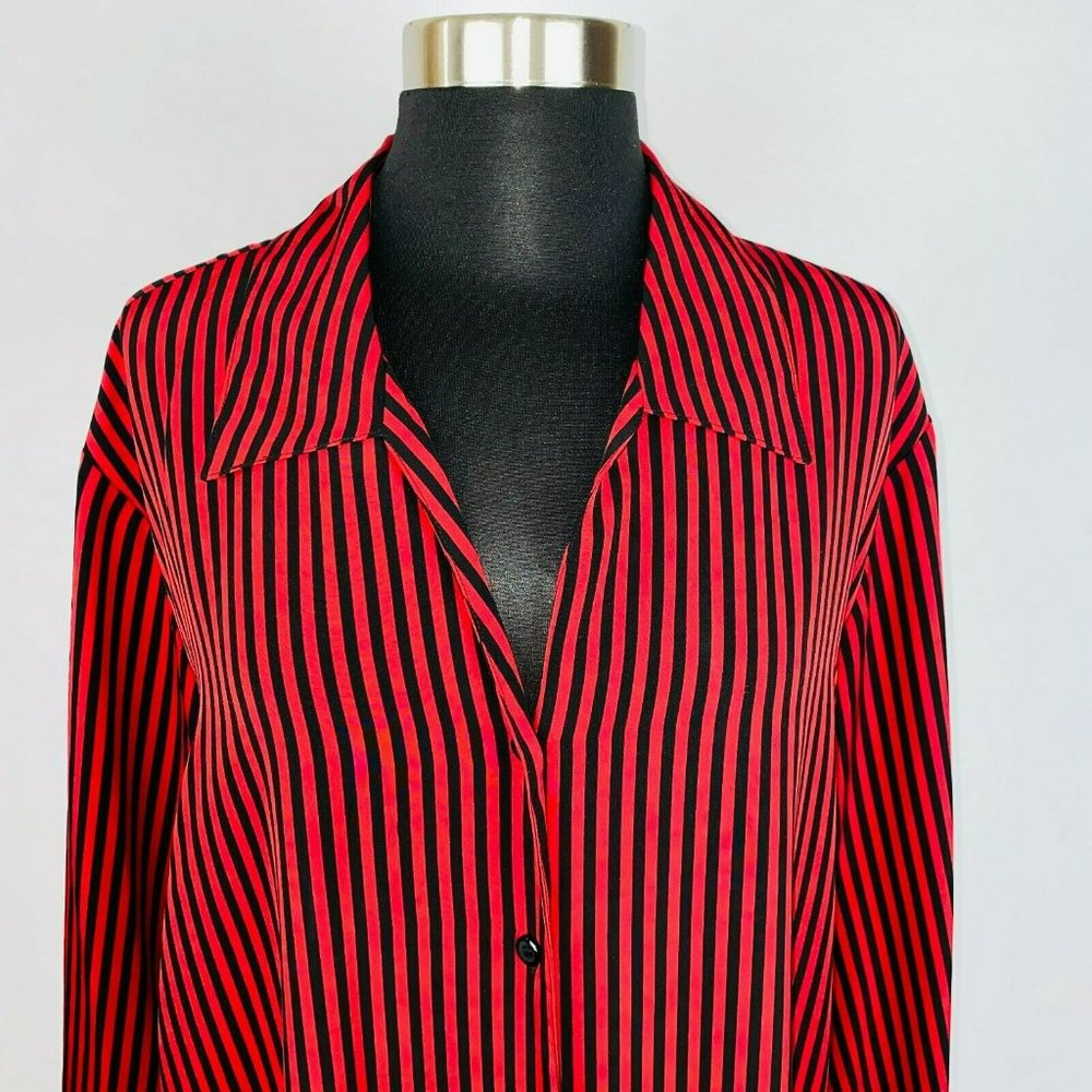 Notations Womens 2x Plus Polyester Red Black Stri… - image 2